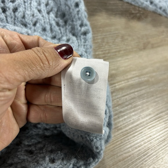 Reformation Medium Clara Merino Wool Alpaca Mineral Pointelle Blue Knit Cardigan - Picture 9 of 12